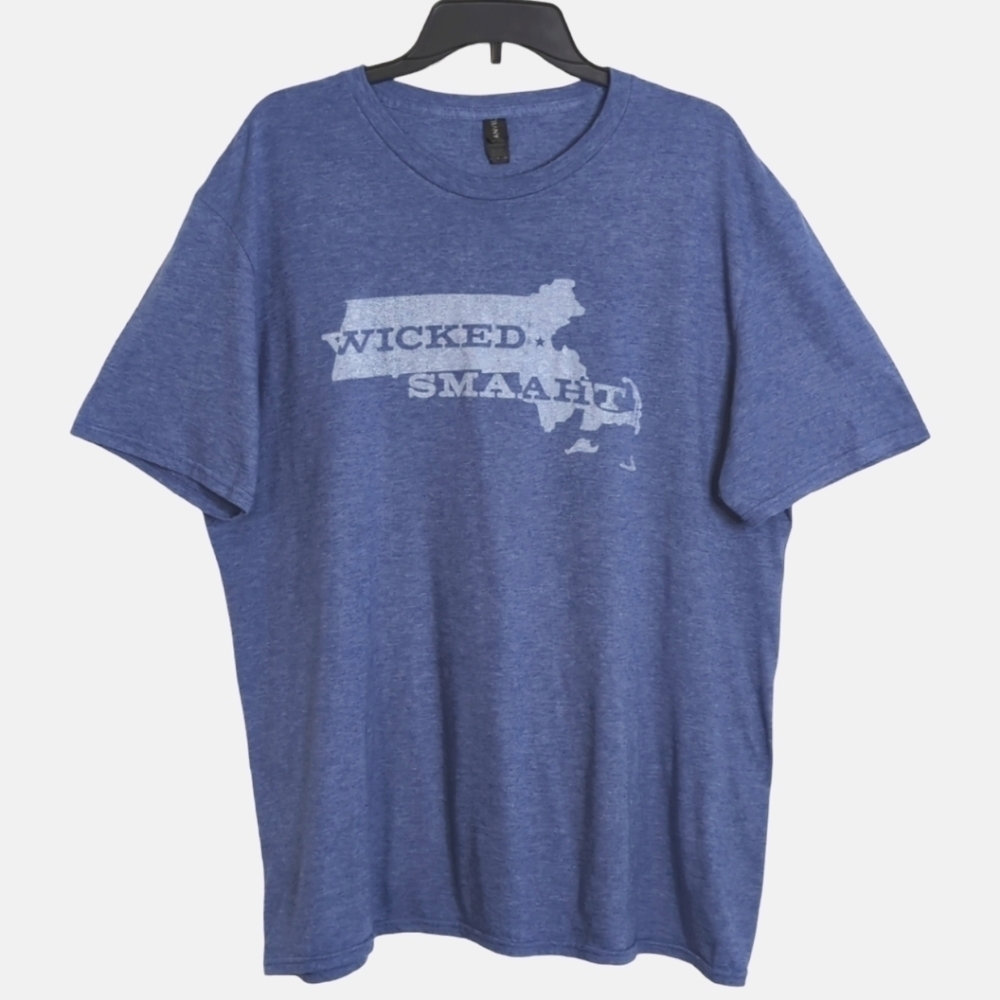 Anvil Wicked Smaaht Boston MA Men's Blue Short Sleeve T-Shirt Size XL
